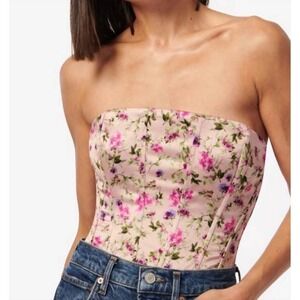 NWT Cami NYC Tamara Corset Bodysuit in Spring Geranium Floral Pink Sz 0